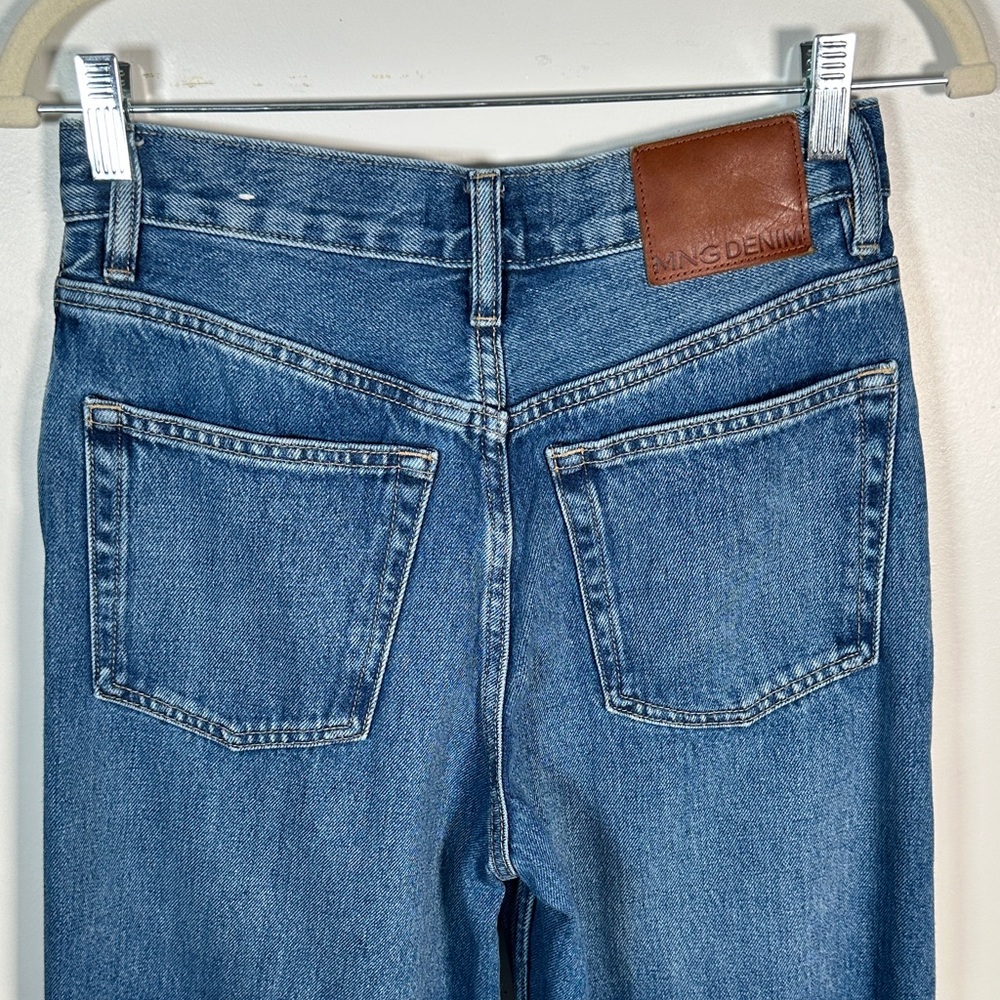 Mango High Waisted Wide Leg Jeans Size 2 | 100% Cotton Button Fly Zipper - Picture 14 of 16